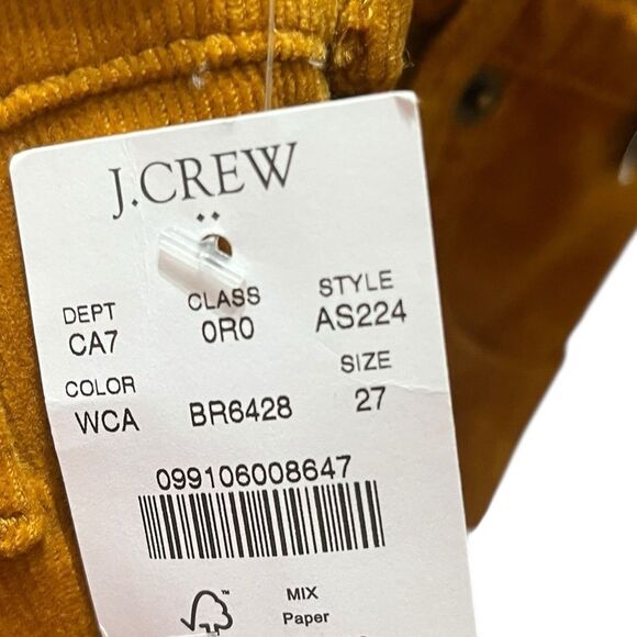 J.Crew Women’s 9” High-Rise Skinny Mustard Yellow Corduroy Pants, Size 27, NWT - Picture 8 of 8